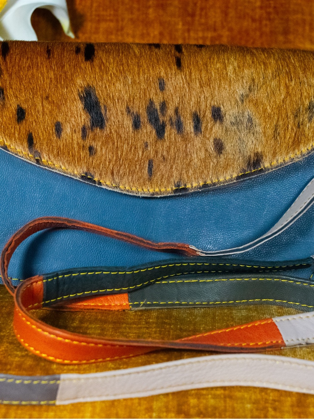 Soruka 1 of 1 Leather and Haircalf Sustainable Upcycled Crossbody Bag